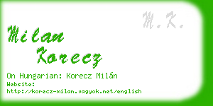 milan korecz business card